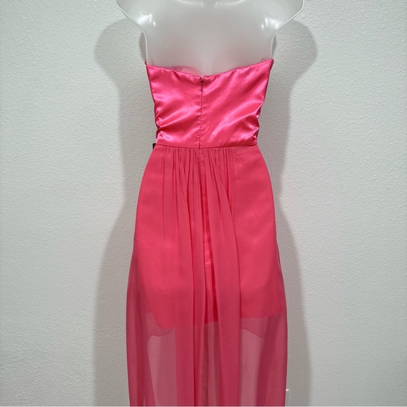 NWT reign on pink & gold sequin sweetheart strapless high low mesh prom dress - Picture 4 of 9